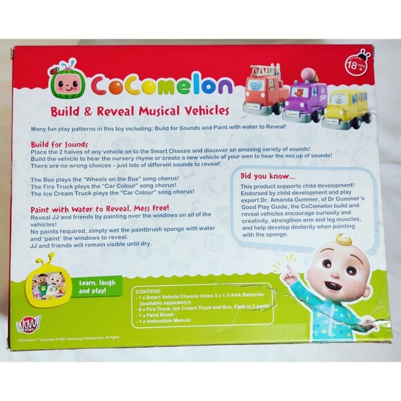 CoComelon Build & Reveal Musical Vehicles School Bus Fire Engine Ice Cream Truck - Picture 11 of 16